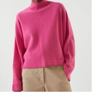 COS Pink Turtleneck 100% Boiled Wool Sweater Size S